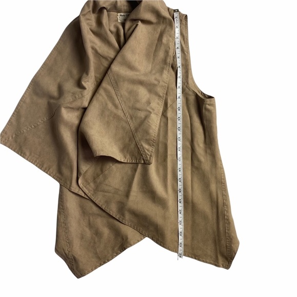 Paris Montana streetwear original Waterfall Faux Suede Open Front Vest S/M - Picture 4 of 5